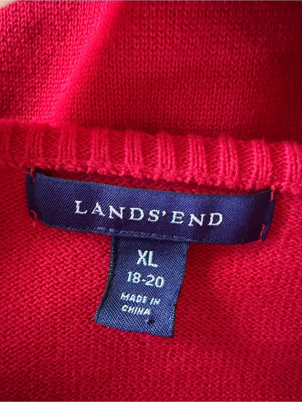 lands end argyle sweater. size xl.  red. white. fun. - Picture 6 of 6